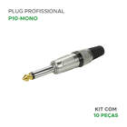 10x Plug P10 Mono Premium Profissional Série Ring - Preto