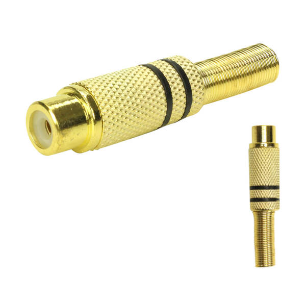 10x Plug Rca Fêmea Gold 24k Linha Profissional 4mm Preto