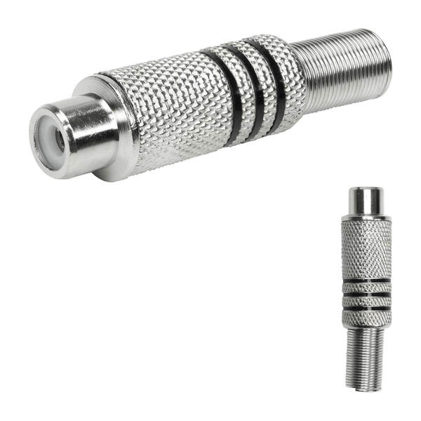 10x Plug Rca Fêmea Linha Profissional 6mm Preto - Pix