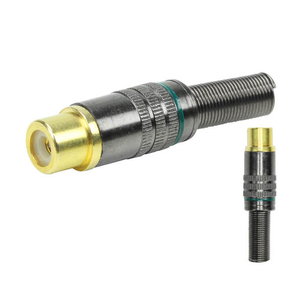 10x Plug Rca Fêmea Profissional Grafite - Ponta Ouro 24k - Ve