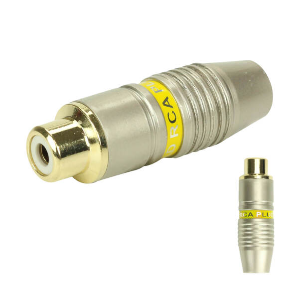 10x Plug Rca Fêmea Profissional - Pix Ponta Ouro 24k Amarelo