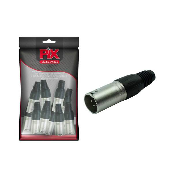 10x Plug Xlr Cannon Macho 4 Vias Corpo Metálico - Preto