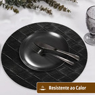 12 Jogo Americano Redondo Kori Preto Impermeável Pvc