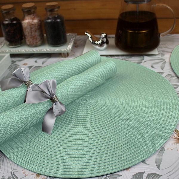 12 Jogo Americano Redondo Mesa Posta Sousplat Luxo Pvc Mvd5