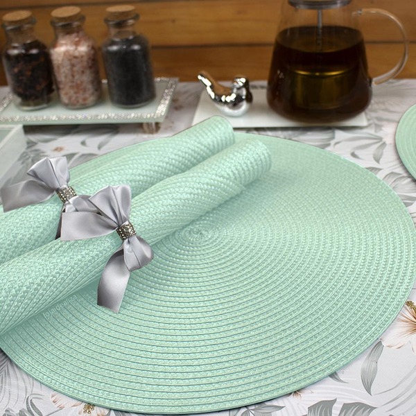 12 Jogo Americano Redondo Mesa Posta Sousplat Luxo Pvc Mvd