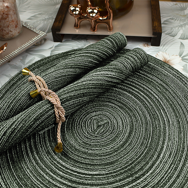 12 Jogo Americano Redondo Mesa Posta Sousplat Luxo Pvc Pmfd