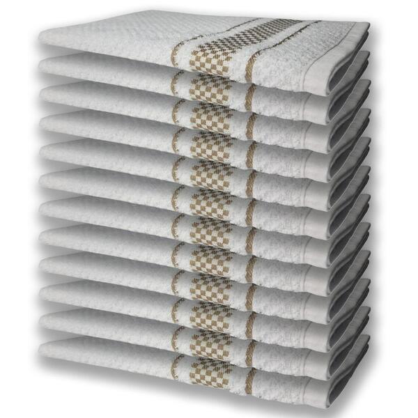 12 Panos De Prato Atoalhado Felpudo Premium Marrom