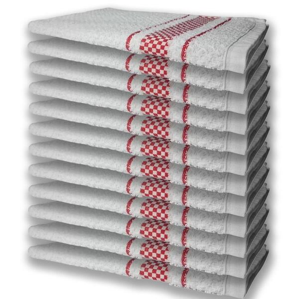 12 Panos De Prato Atoalhado Felpudo Premium Vermelho