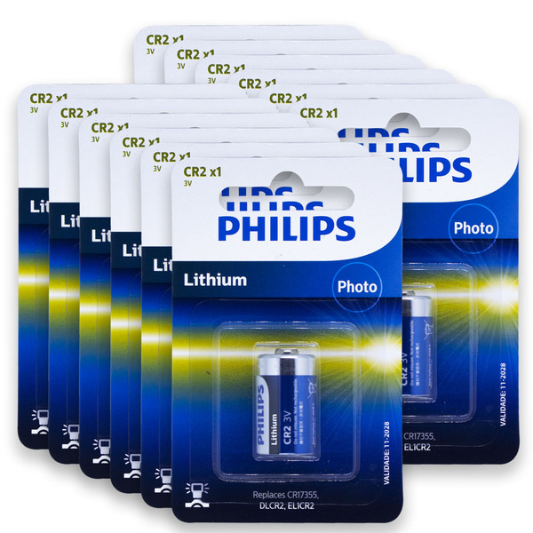 12 Pilhas Philips Cr2 3v Bateria 12 Cartelas
