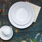 12 Pratos De Sobremesa 21cm Porcelana Relevo Chevron Germer R