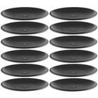 12 Pratos Rasos Redondos De Plástico 26cm Pretos Para Lanches