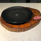 12 Pratos Rasos Redondos De Plástico 26cm Pretos Para Lanches