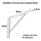 12 X Mão Francesa Branca 20cm Com Kit De Parafuso E Bucha