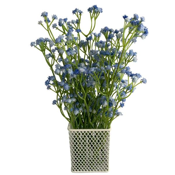 15 Flores De Mosquitinho Azul Artificial Para Arranjos, Vasos