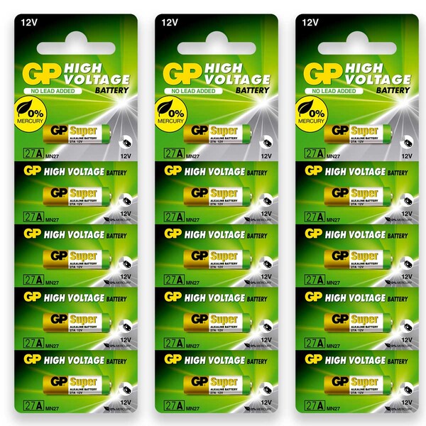 15 Pilhas Baterias 27a 12v A27 Alcalina Gp Super 3 Cartelas