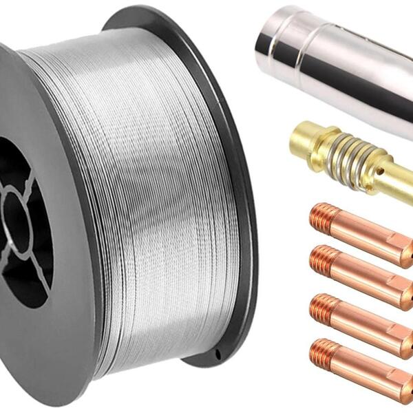 1 Arame Mig Uso Sem Gás 0,8mm + 5 Bicos De Contato 0,9mm + 1