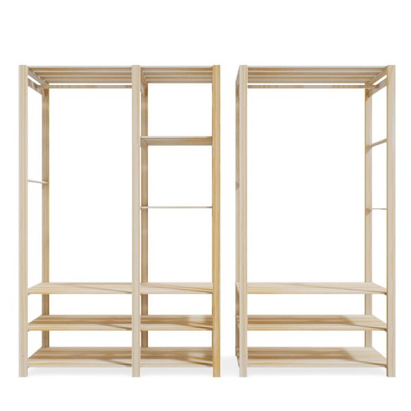 1 Arara C/ 7 Nichos + 1 Arara C/ Prateleiras Em Madeira.