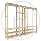 1 Arara C/ 7 Nichos + 1 Arara C/ Prateleiras Em Madeira.