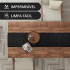 1 Caminho Trilho Mesa Impermeável Pvc Juta Preto 42x210