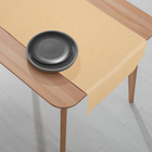 1 Caminho Trilho Mesa Impermeável Pvc Trama Bege 42x210