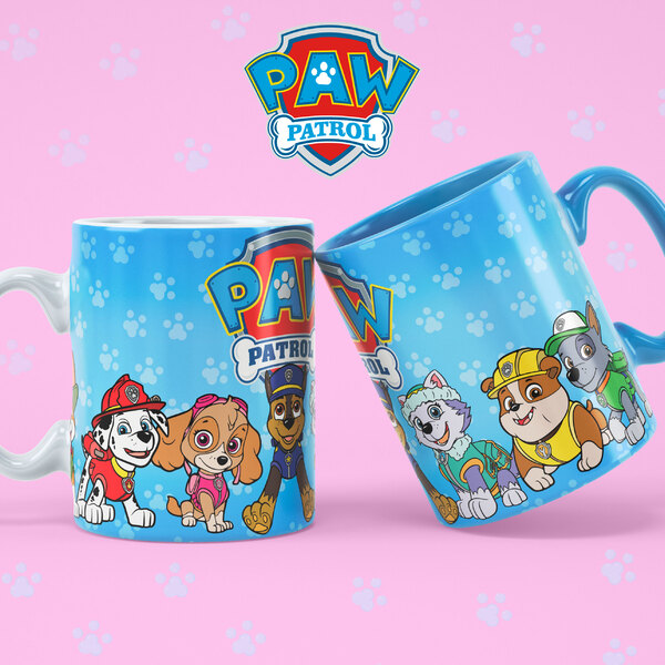 1 Caneca Infantil Patrulha Canina Paw Patrol Branca Aaa