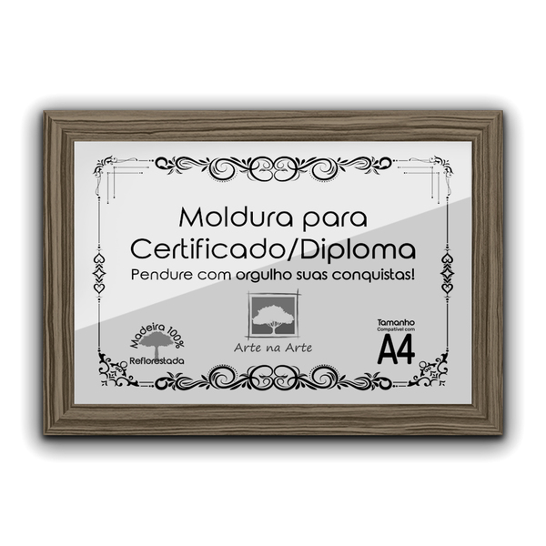 1 Certificado/diploma A4 Com Tela De Acetato E Mdf - Moldura