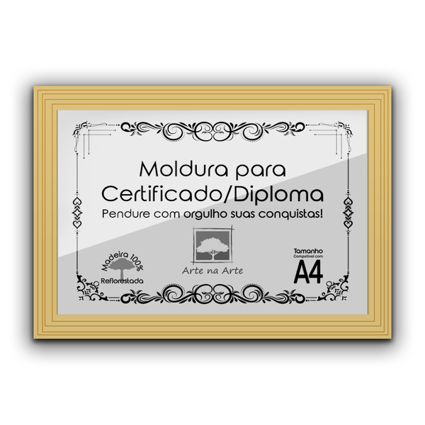 1 Certificado/diploma A4 Com Tela De Acetato E Mdf - Moldura