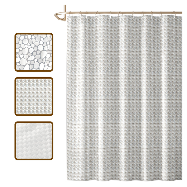 1 Cortina Box Banheiro 3d Antimofo Ganchos 180x180 Pev Vr - M