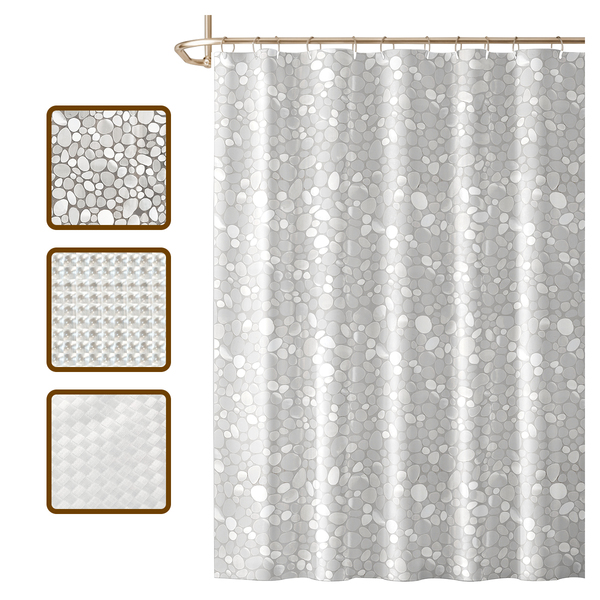 1 Cortina Box Banheiro 3d Antimofo Ganchos 180x180 Pev Vr - M