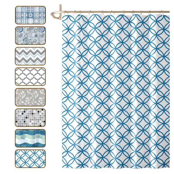 1 Cortina Box Banheiro Antimofo Ganchos 180x180 Pev Es Vr - M