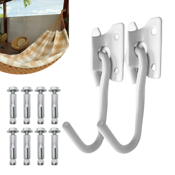 1 Kit Gancho De Rede Reforçado C/ 8 Chumbadores 250kg