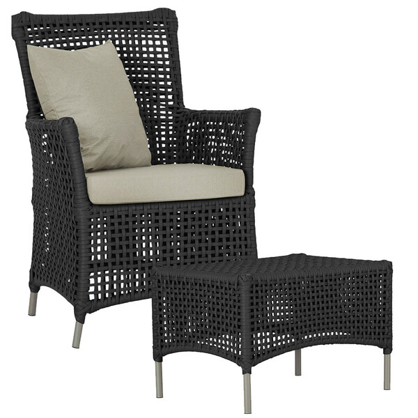 1 Poltrona E 1 Mesa Igapó Em Alumínio Pintura Fendi Corda Náu