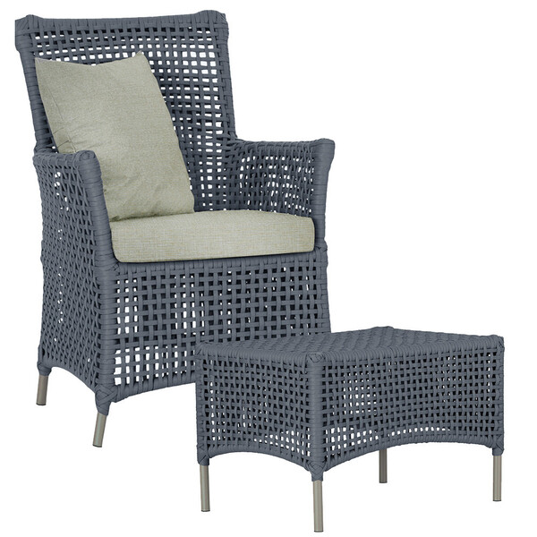 1 Poltrona E 1 Mesa Igapó Em Alumínio Pintura Fendi Corda Náu