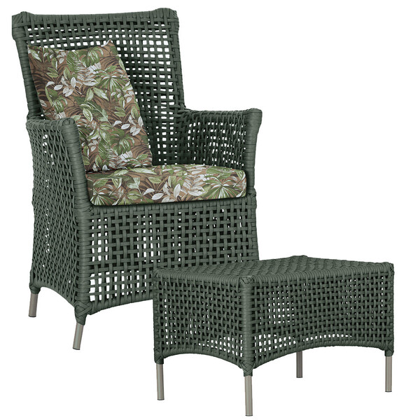 1 Poltrona E 1 Mesa Igapó Em Alumínio Pintura Fendi Corda Náu