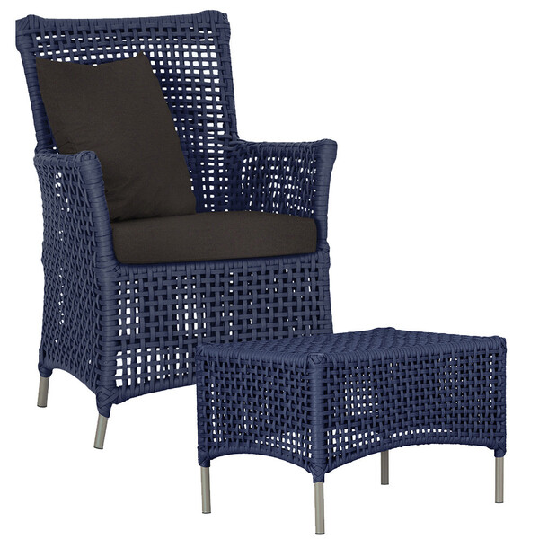 1 Poltrona E 1 Mesa Igapó Em Alumínio Pintura Fendi Corda Náu