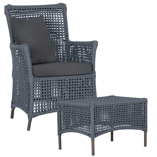 1 Poltrona E 1 Mesa Igapó Em Alumínio Pintura Marrom Corda Ná