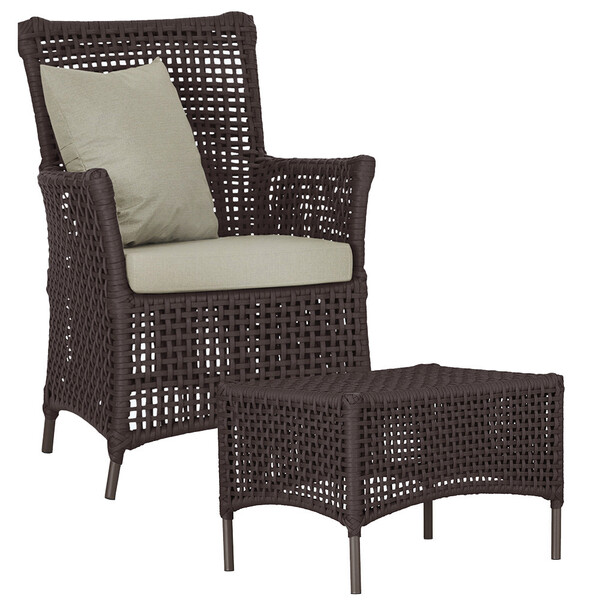 1 Poltrona E 1 Mesa Igapó Em Alumínio Pintura Marrom Corda Ná