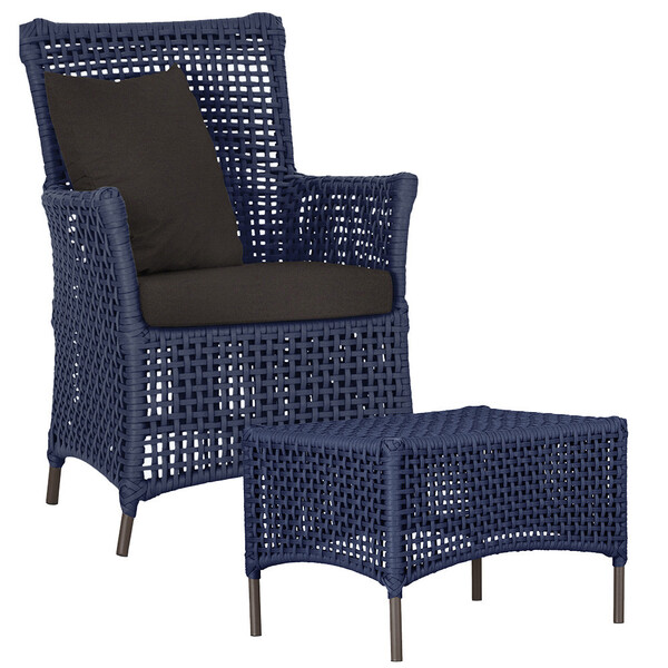 1 Poltrona E 1 Mesa Igapó Em Alumínio Pintura Marrom Corda Ná