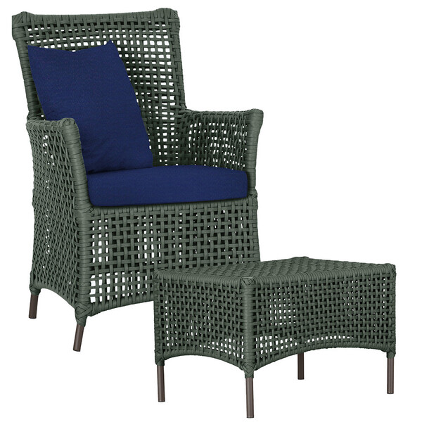 1 Poltrona E 1 Mesa Igapó Em Alumínio Pintura Marrom Corda Ná