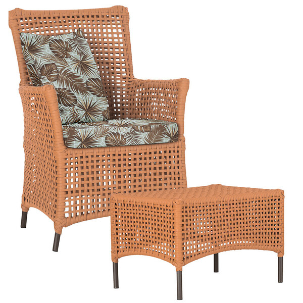 1 Poltrona E 1 Mesa Igapó Em Alumínio Pintura Marrom Corda Ná