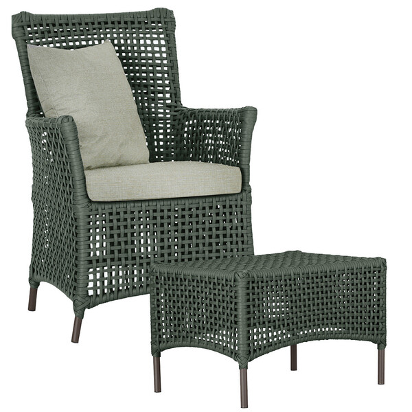 1 Poltrona E 1 Mesa Igapó Em Alumínio Pintura Marrom Corda Ná