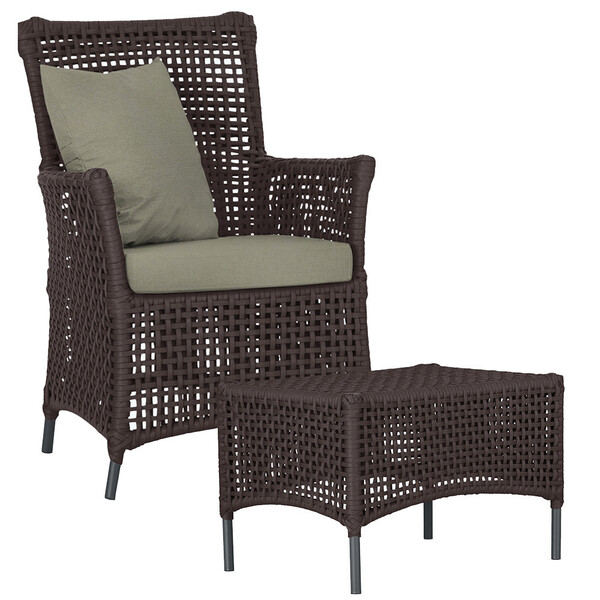 1 Poltrona E 1 Mesa Igapó Em Alumínio Pintura Preta Corda Náu