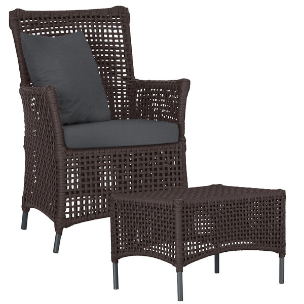 1 Poltrona E 1 Mesa Igapó Em Alumínio Pintura Preta Corda Náu