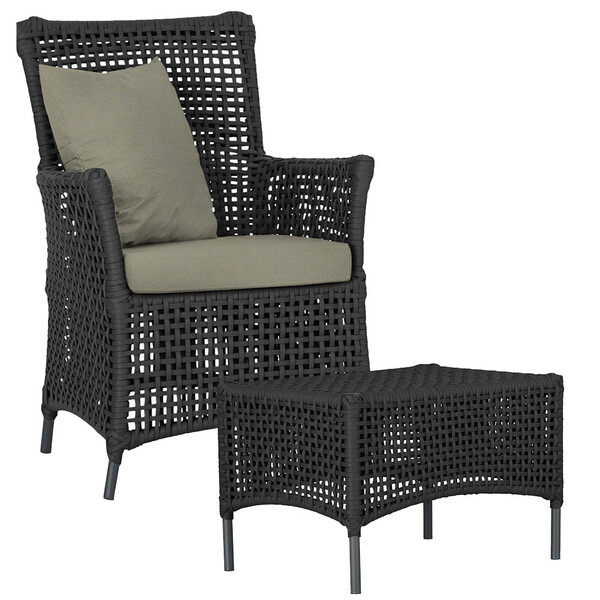 1 Poltrona E 1 Mesa Igapó Em Alumínio Pintura Preta Corda Náu