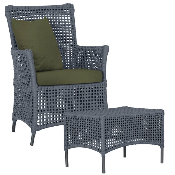 1 Poltrona E 1 Mesa Igapó Em Alumínio Pintura Preta Corda Náu