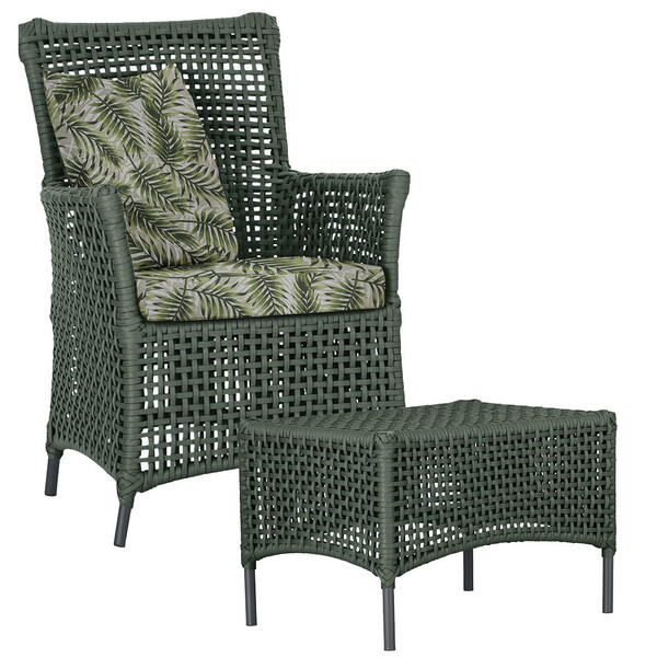 1 Poltrona E 1 Mesa Igapó Em Alumínio Pintura Preta Corda Náu