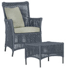 1 Poltrona E 1 Mesa Igapó Em Alumínio Pintura Preta Corda Náu