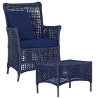 1 Poltrona E 1 Mesa Igapó Em Alumínio Pintura Preta Corda Náu