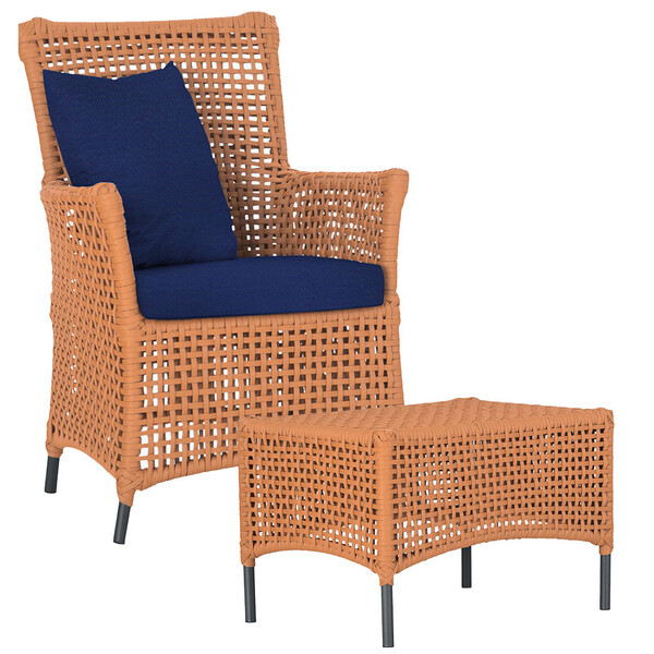 1 Poltrona E 1 Mesa Igapó Em Alumínio Pintura Preta Corda Náu