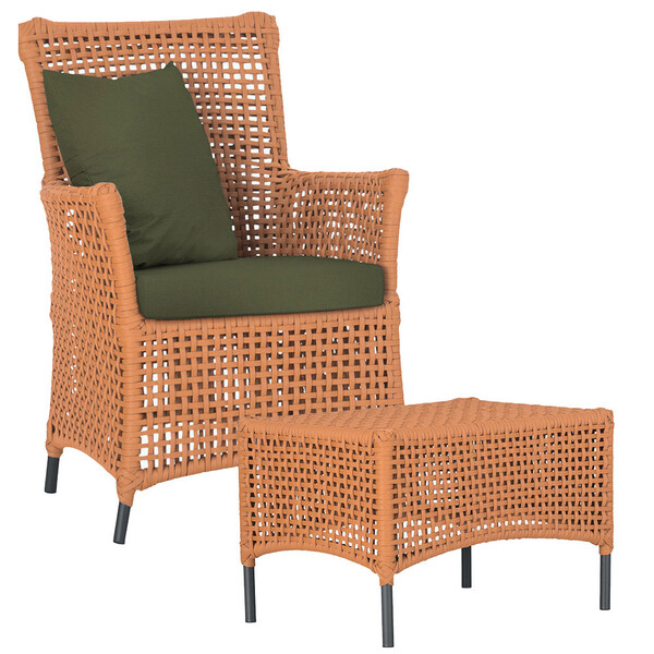 1 Poltrona E 1 Mesa Igapó Em Alumínio Pintura Preta Corda Náu